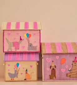 Rice Kurve>Opbevaringskurve - Raffia - 3 stk. - 52/45/37 cm - Pink Par