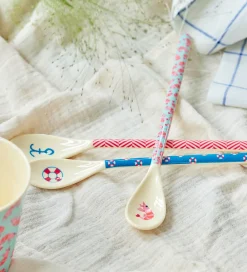 Børn Rice Børnebestik|Babyskeer|Ske - Melamin - Latte - Mint/Shrimp