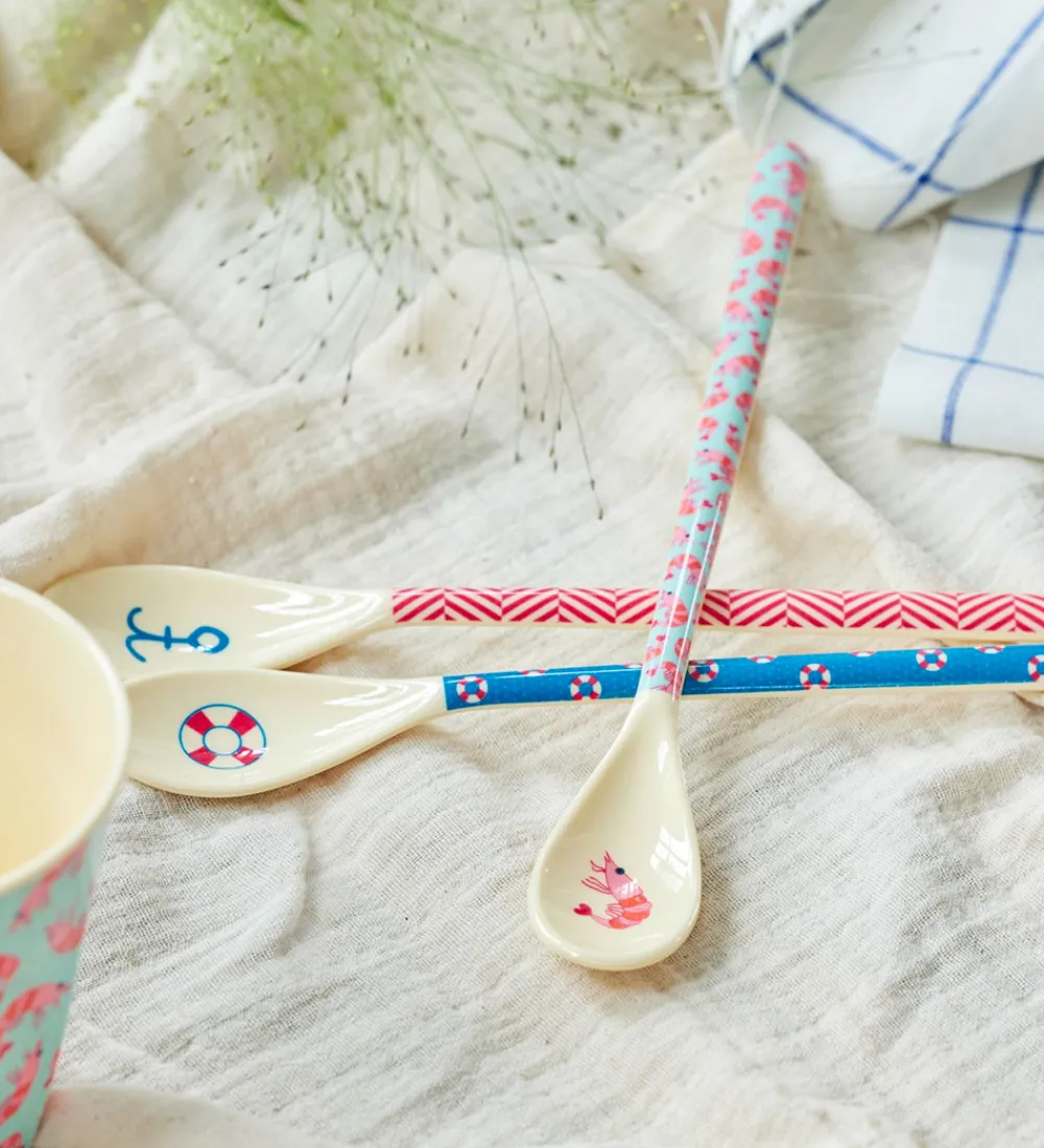 Børn Rice Børnebestik|Babyskeer>Ske - Melamin - Latte - Mørkeblå/Lifeline