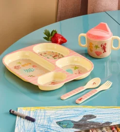 Rice Spisesæt|Spisesæt - Melamin - 4 Dele - Koral Ocean Print