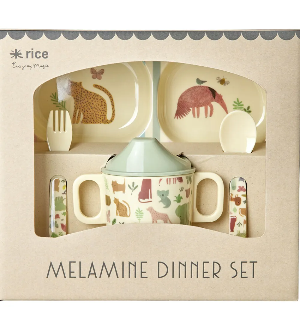 Rice Spisesæt>Spisesæt - Melamin - 4 stk. - Sweet Jungle Print
