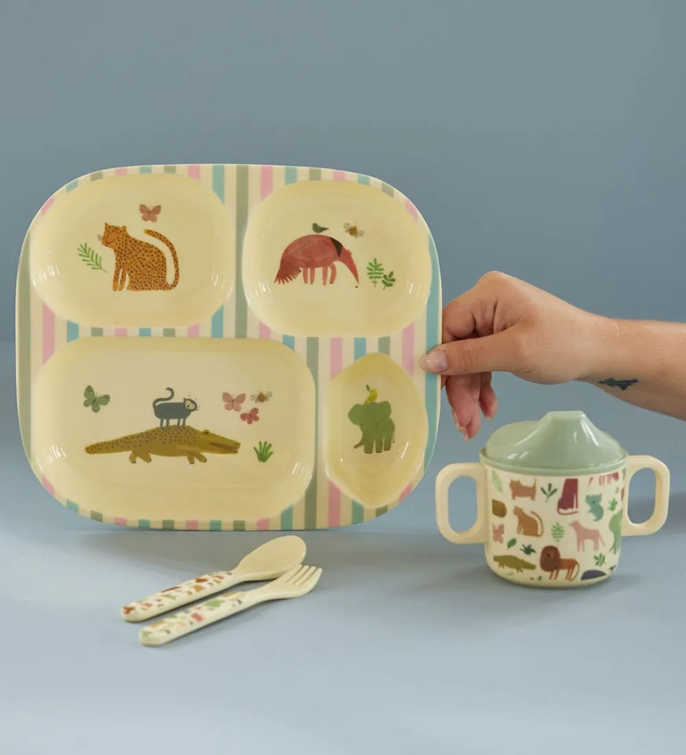 Rice Spisesæt>Spisesæt - Melamin - 4 stk. - Sweet Jungle Print
