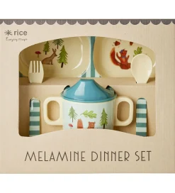 Rice Spisesæt|Spisesæt - Melamin - 4 stk. - Blue Happy forest