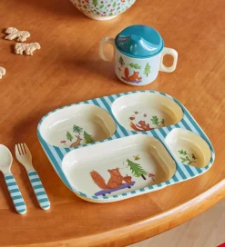 Rice Spisesæt|Spisesæt - Melamin - 4 stk. - Blue Happy forest