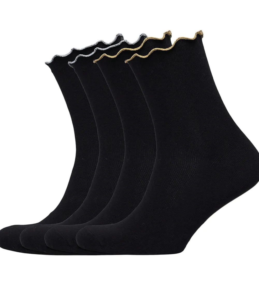 Børn Rosemunde Strømper>Strømper - 4-pak - Rh Arlanta - Black/Silver/Gold