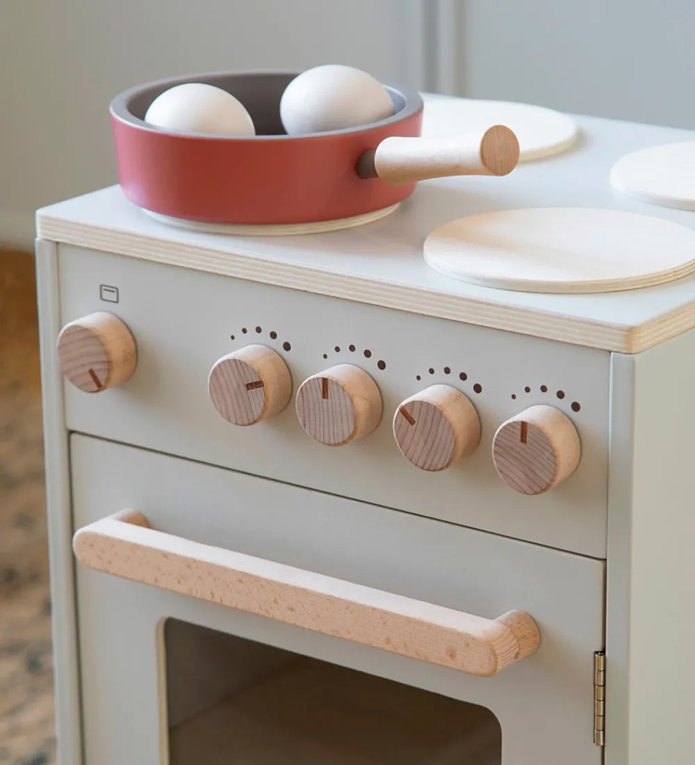 Sebra Legekøkken Og Legemøbel>Legekøkken - Ovn & Komfur - Træ - Seabreeze Beige