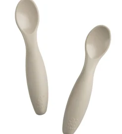 Børn Sebra Børnebestik|Babyskeer>Skeer - 2-pak - Silikone - Jetty Beige