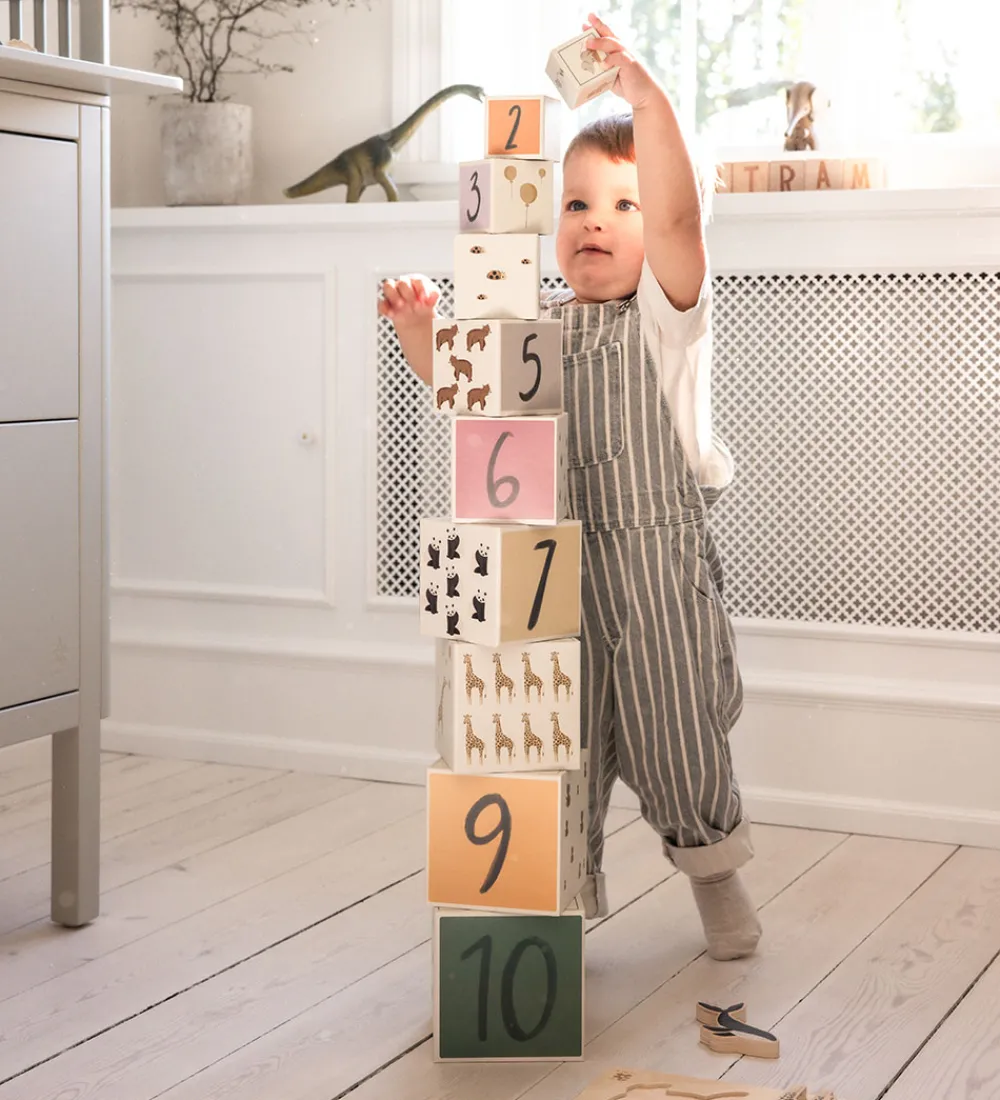 Sebra Stablelegetøj|Stablekasse - World Of - 10 stk - Beige