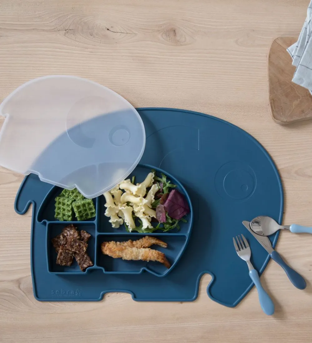 Sebra Tallerkener|Tallerken m. Låg - Silikone - Fanto - Nordic Blue