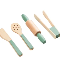 Sebra Trælegetøj|Legekøkken Og Legemøbel|Trælegetøj - Køkkenredskabssæt - Grøn