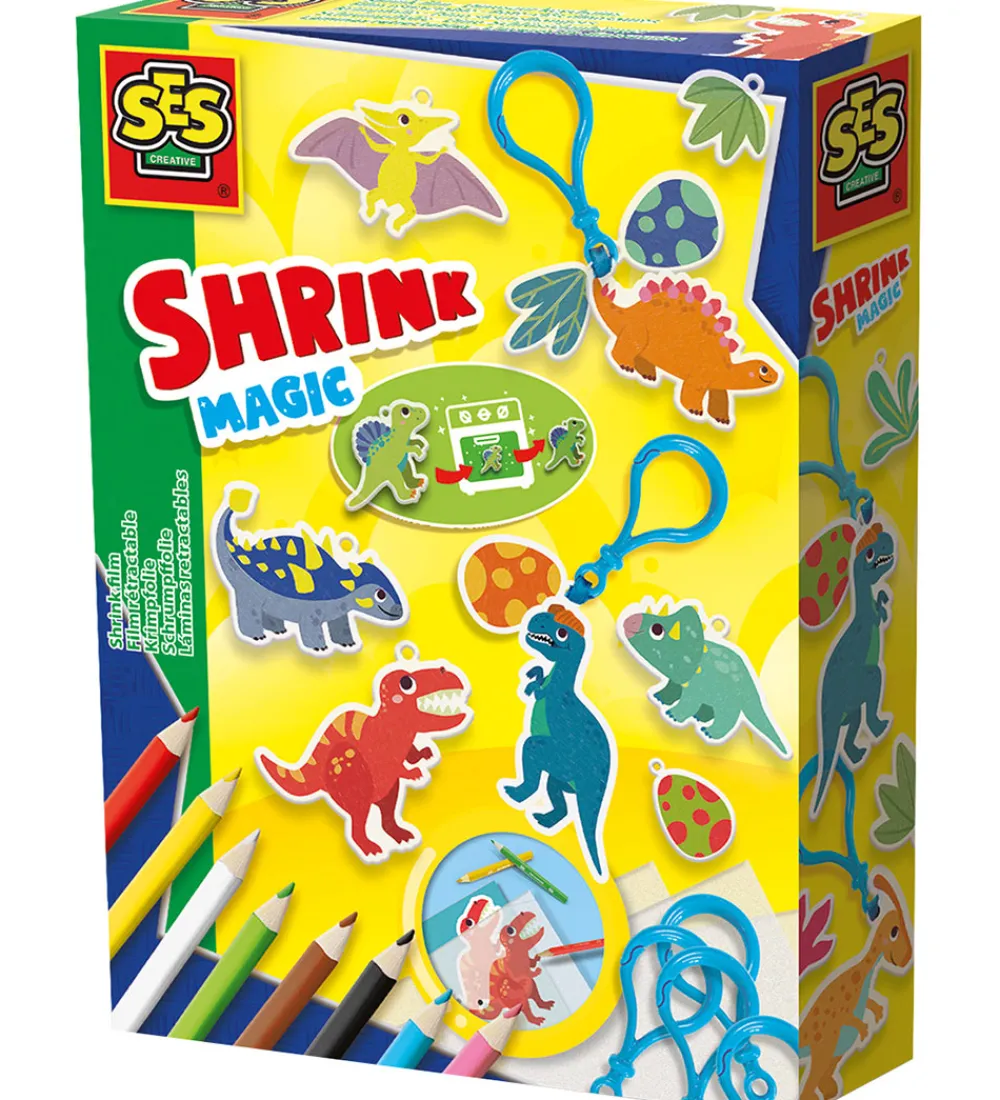 SES Creative Kreasæt|Kreasæt - Krympeplast - Dinosaur Nøgleringe
