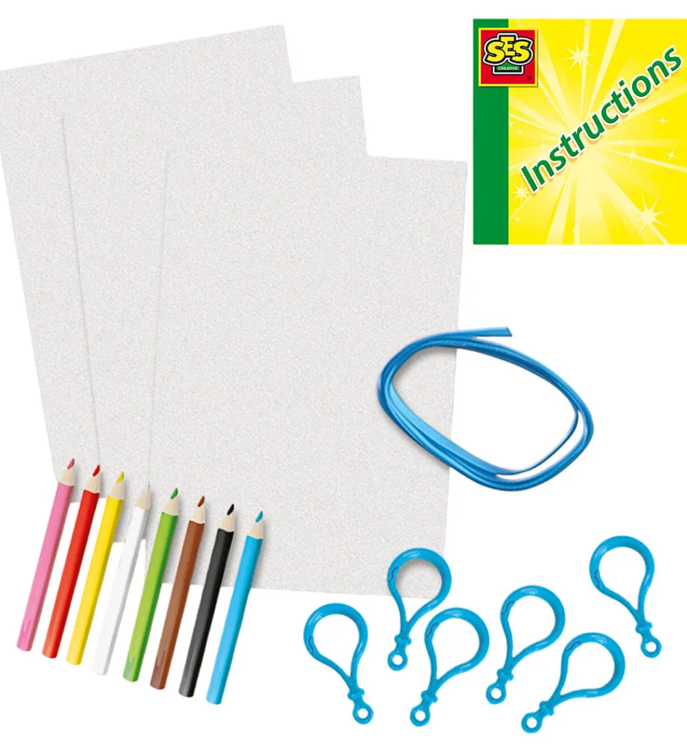 SES Creative Kreasæt|Kreasæt - Krympeplast - Dinosaur Nøgleringe