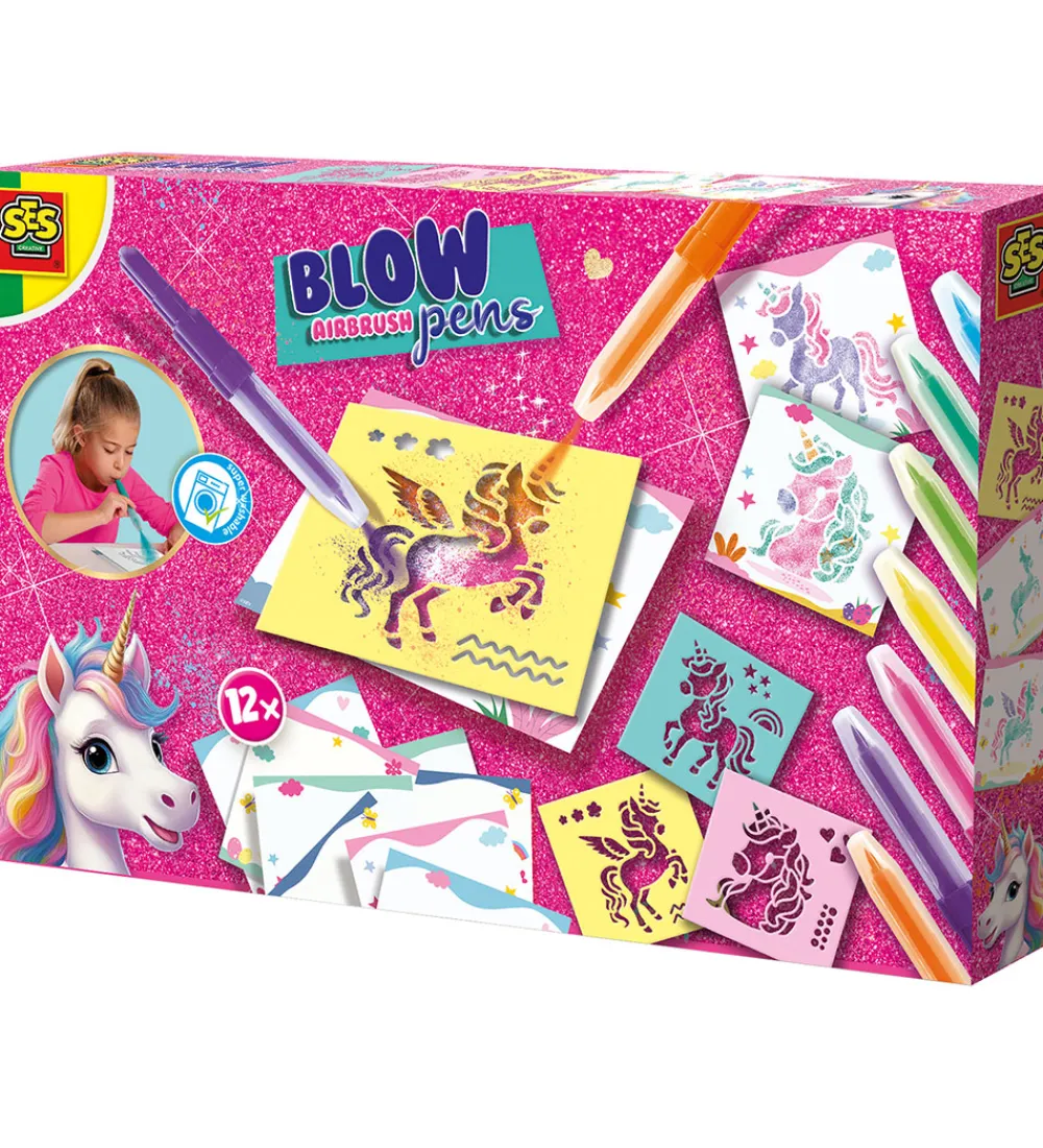 SES Creative Tuscher Og Farver|Kreasæt|Kreasæt - Pustetuscher - Enhjørning