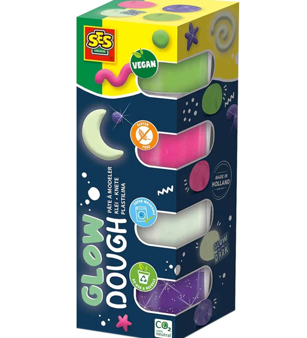 SES Creative Modellervoks|Modellervoks - 4x90g - Silkeblød Selvlysende