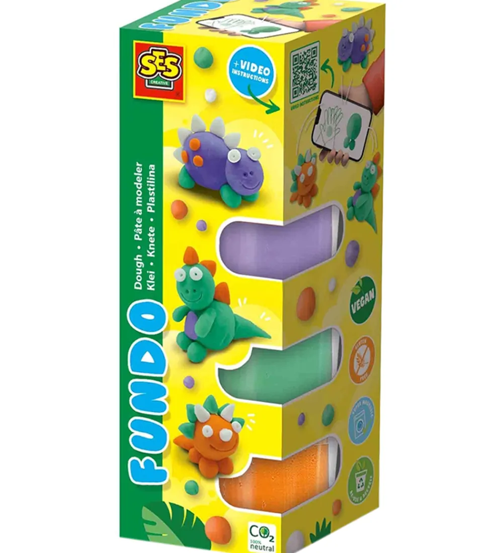 SES Creative Modellervoks|Modellervoks - 3x90gr/1x40g - FunDo Dinosaurer
