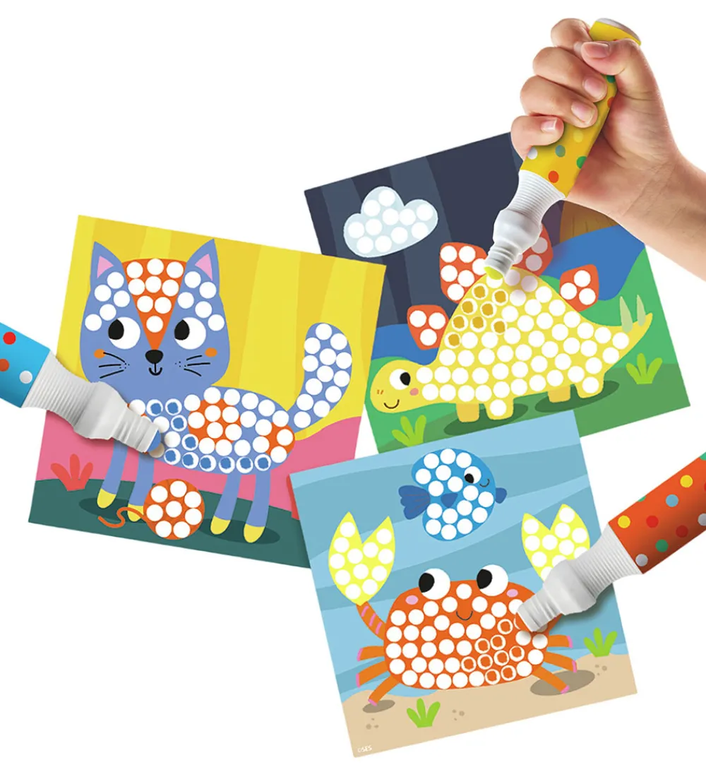 SES Creative Tuscher Og Farver|Priktuscher - 3 Farver XXL - Aktivitetskort