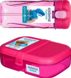 Sistema Køletasker>Madkasse m. Drikkedunk + Køletaske - Pink/Lilla