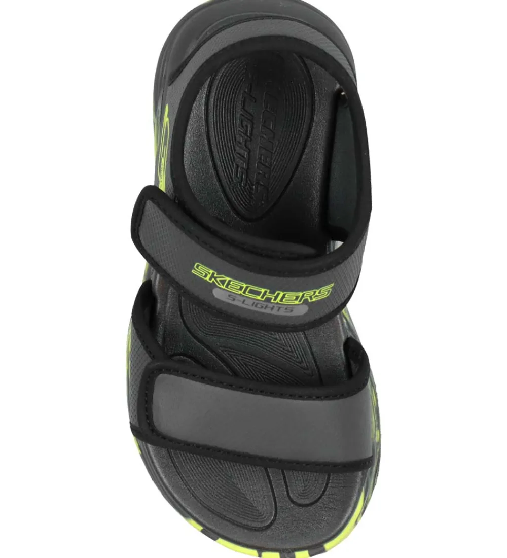 Skechers Sandaler|Blinkesko|Sandal m. Lys - Light Sola - Charcaol/Black