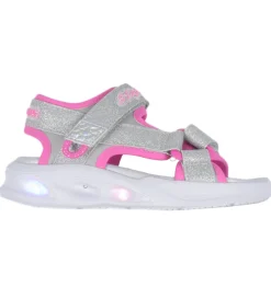 Skechers Blinkesko>Sandaler m. Lys - Sola Glow - Silver/Hot Pink