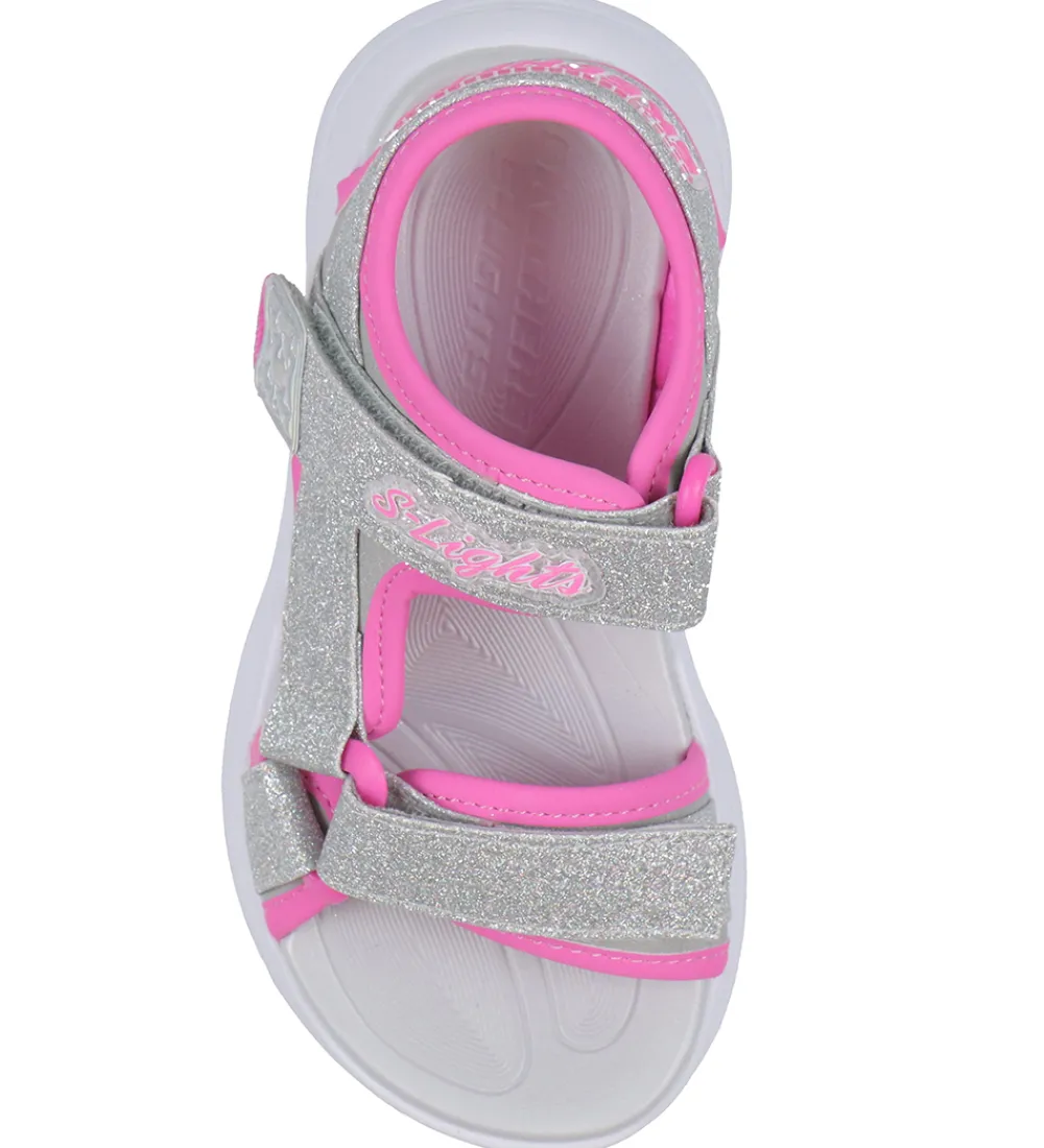 Skechers Blinkesko>Sandaler m. Lys - Sola Glow - Silver/Hot Pink