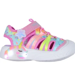 Skechers Blinkesko>Sandaler m. Lys - Unicorn Dreams Explorer - Pink/Multi