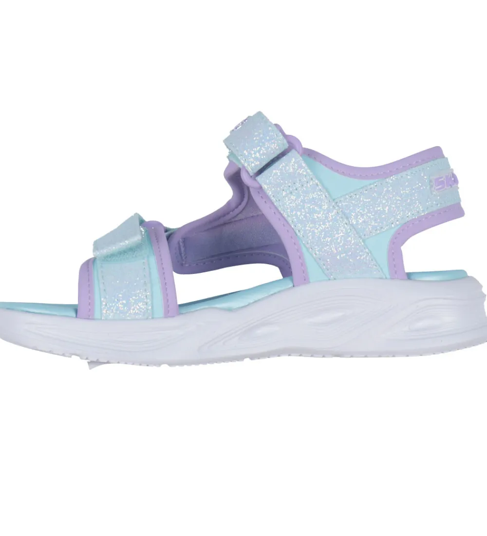 Skechers Blinkesko|Sandaler m. Lys - Sola Glow - Light Blue Lavender