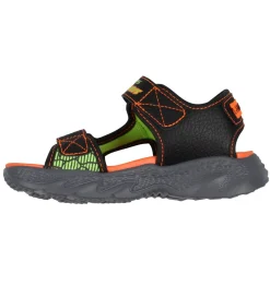 Skechers Blinkesko>Sandaler m. Lys - Creature Splash - Black/Orange