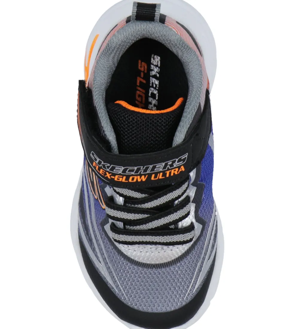 Skechers Blinkesko|Sko m. Lys - Glow Ultra - Sort/Sølv