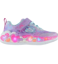 Børn Skechers Sneakers|Børnesko Og Babysko>Sko m. Lys - Heart Lights - Purple