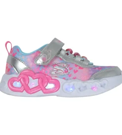Skechers Blinkesko|Sko m. Lys - Heart Jewels - Silver/Multi