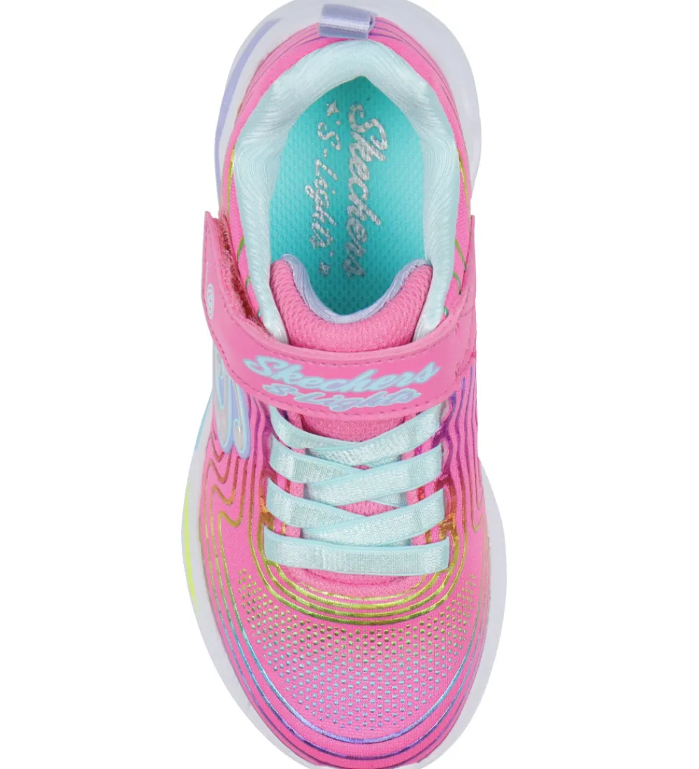 Skechers Blinkesko>Sko m. Lys - Wavy Beams - Pink/Multi