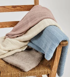 Børn Smallstuff Tæpper|Børneværelset>Babytæppe - Uld - 80x100 cm - Fishbone - Blå