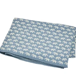 Børn Smallstuff Tæpper|Børneværelset>Babytæppe - Uld - 80x100 cm - Elephants - Blå