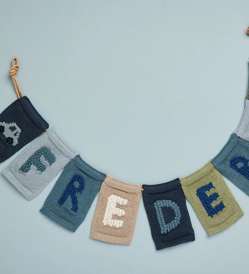 Smallstuff Flagranker|Strikket Flag - Bil - Blå Motiv