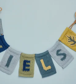 Smallstuff Flagranker|Strikket Flag - Blad - Blå Motiv