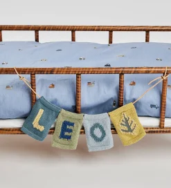 Smallstuff Flagranker|Strikket Flag - Blad - Blå Motiv