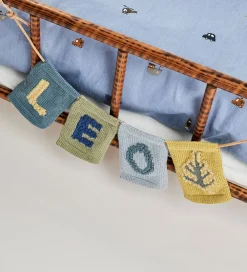 Smallstuff Flagranker|Strikket Flag - Blad - Blå Motiv