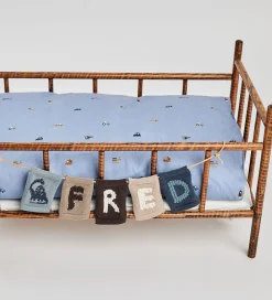 Smallstuff Flagranker|Strikket Flag - Dinosaur - Blå Motiv