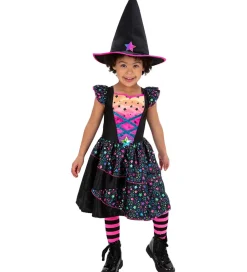 Smiffys Udklædningstøj|Halloween|Udklædning - Neon Star Witch - Rosa/Sort