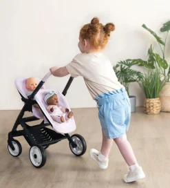 Smoby Dukker Og Tilbehør|Tvillingeklapvogn Til Dukker - Maxi-Cosi - Pink