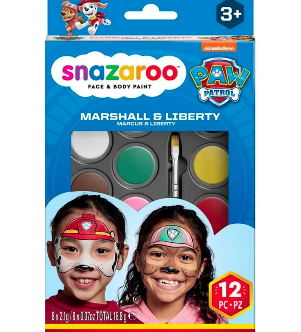 Snazaroo Sminke|Ansigtsmaling - 8 Farver - Paw Patrol Marshall & Libert
