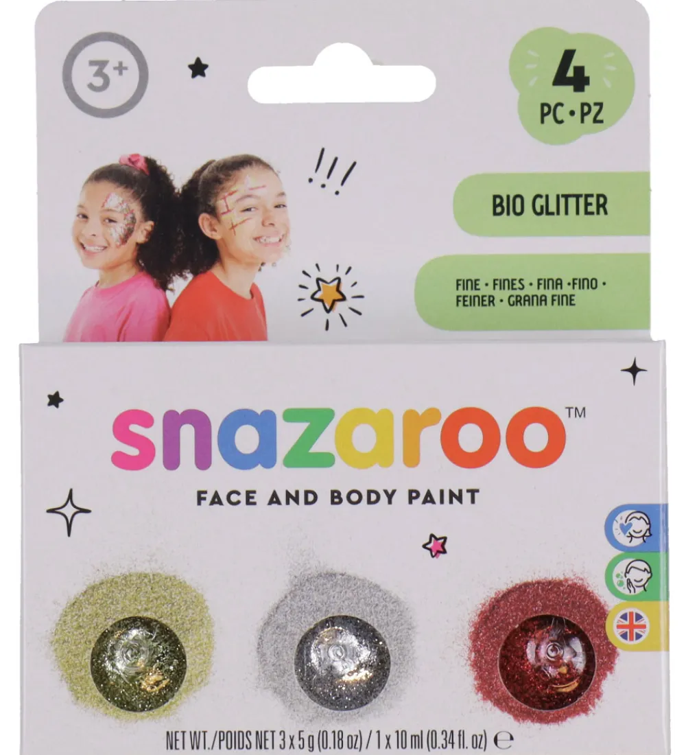 Snazaroo Rolleleg|Sminke|Sminke - BIO Glitter Fine - 3 stk. - Guld/Sølv/Pink