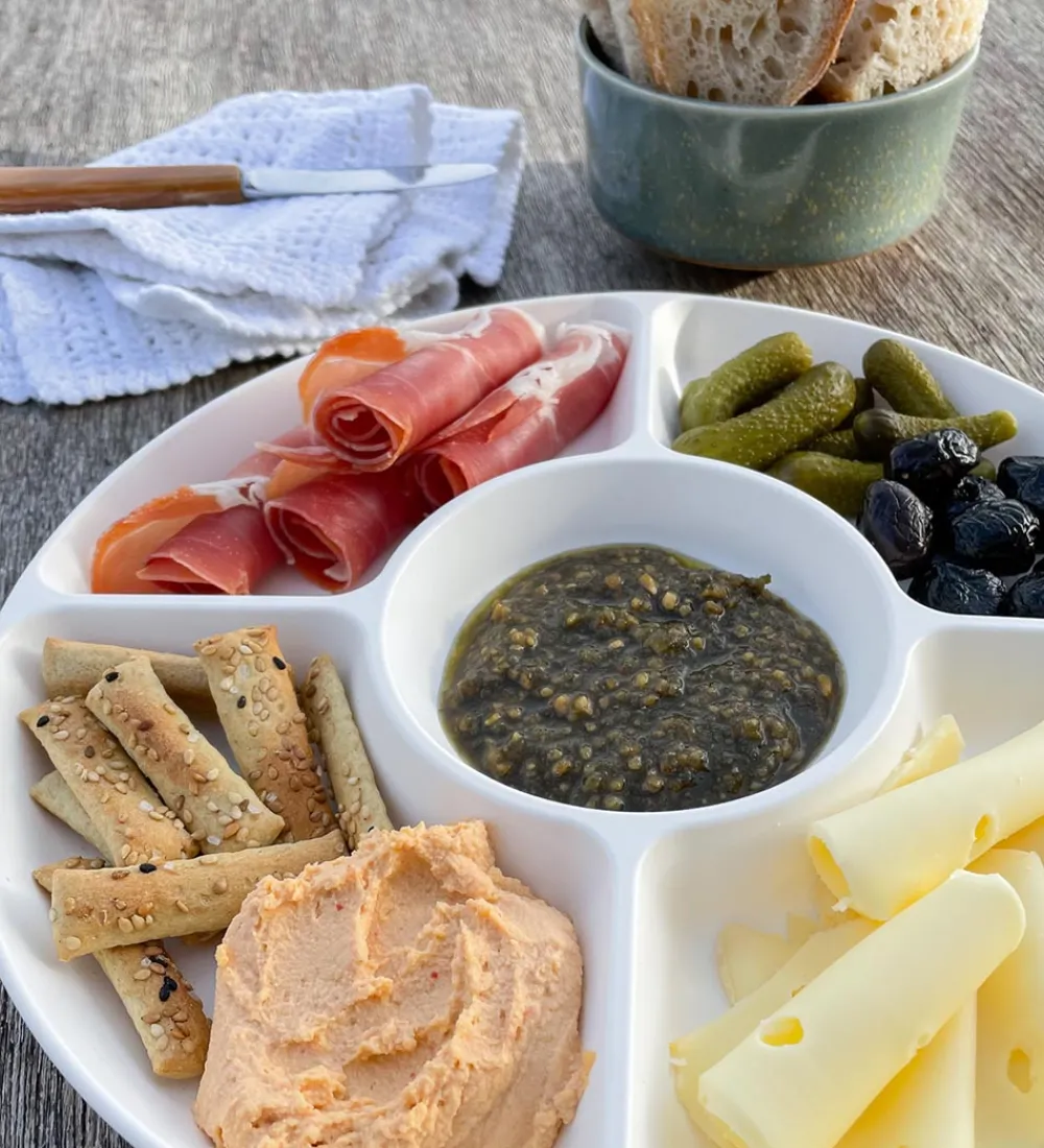 SnikSnack Tallerkener|Snackfad - 5 Rum - 25 cm - Hvid