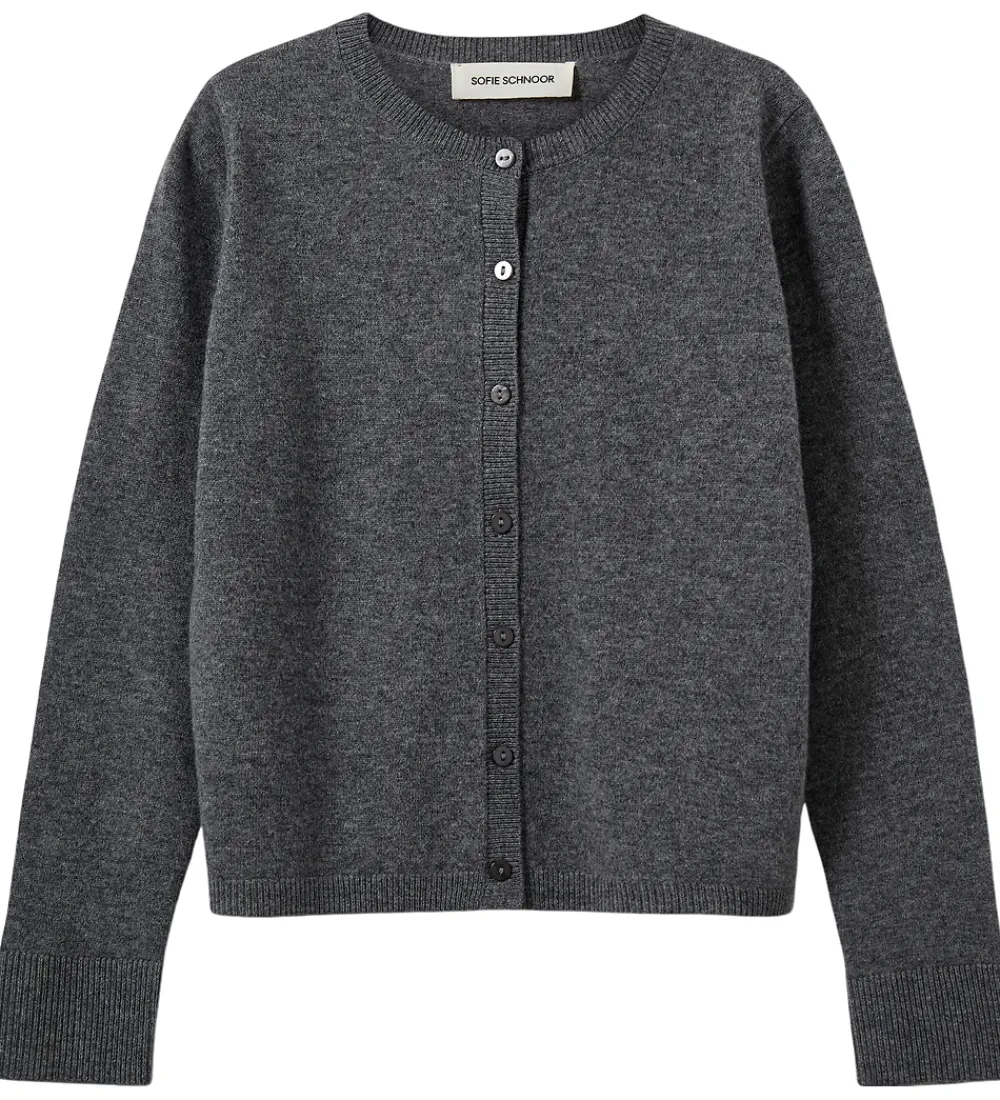 Børn Sofie Schnoor Striktrøjer|Cardigan - Strik - Uld - Cissesy - Dark Grey Melan