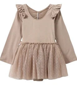 Sofie Schnoor Gymnastiktøj|Gymnastikdragt - Tyl - Old Rose m. Prikker