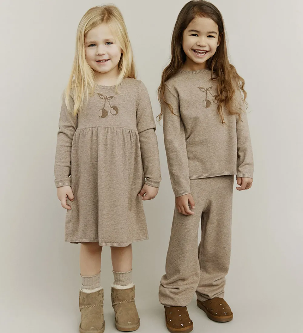 Børn Sofie Schnoor Kjoler|Kjole - Strik - Uld - Dagnysb - Brunmeleret
