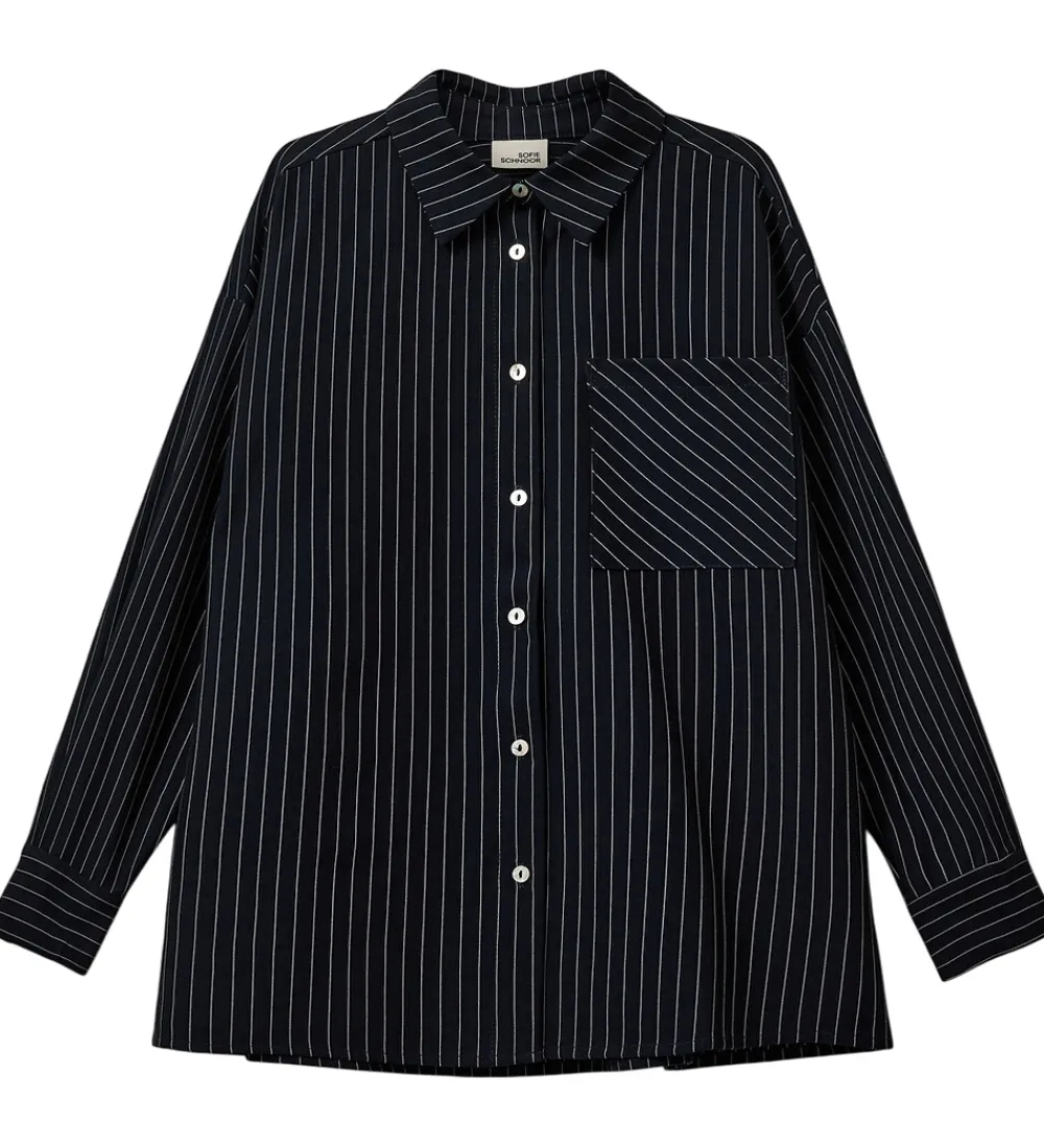 Børn Sofie Schnoor Skjorter>Skjorte - KaliaSy - Dark Navy m. Striber