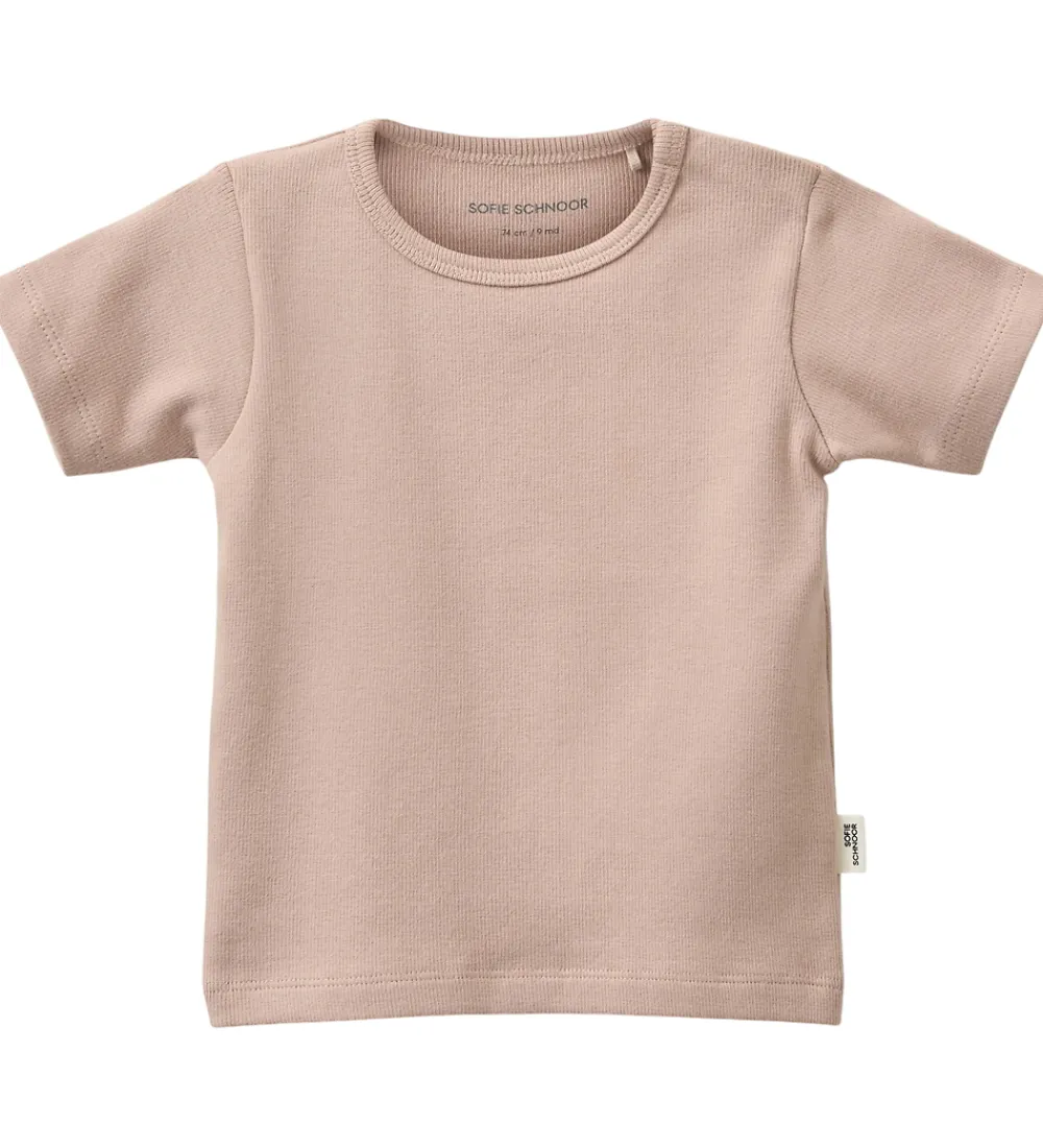 Børn Sofie Schnoor Basis|T-shirt - Rib - Light Rose