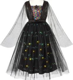 Souza Udklædningstøj|Udklædning - Fe m. Lys - Agatha - Sort