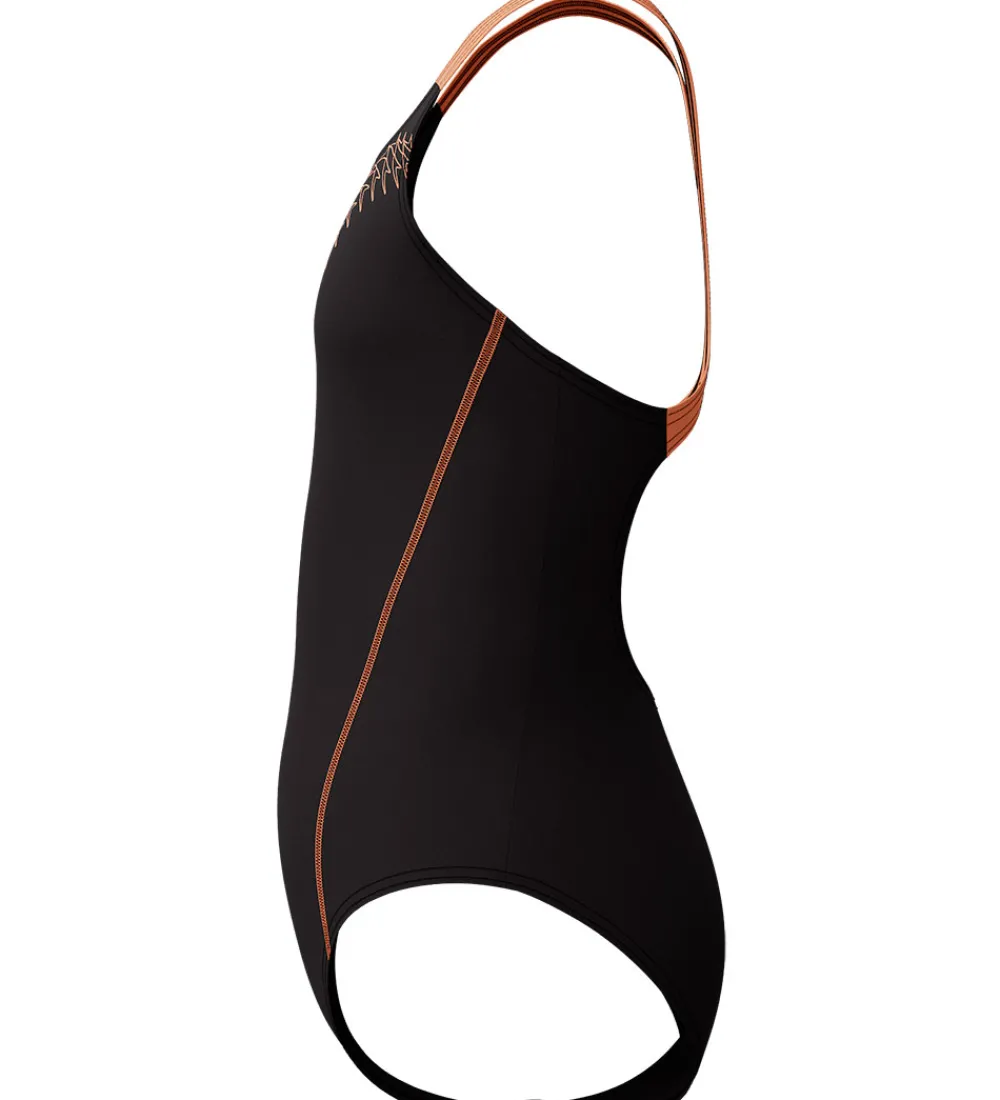 Børn Speedo Svømmetøj|Svømning>Badedragt - Medalist - Sort/Fersken